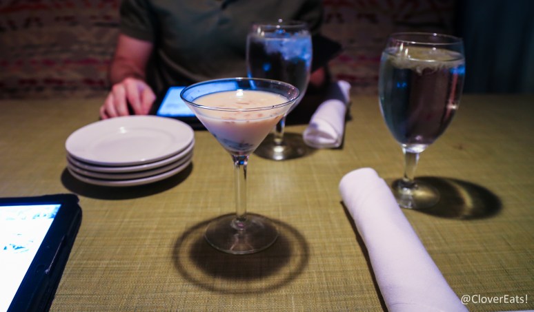 Almond Joy Martini - Malibu coconut rum, Disarrono, Godiva white chocolate liquer, coconut shavings