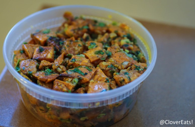 roasted sweet potato, scallions, and cilantro in a lemon garlic tahini dressing