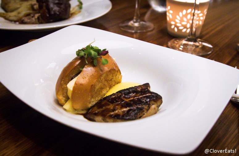 foie gras grade a, hudson valley foie gras, passion fruit membrillo sandwich, apple-mango chutney, aged balsamic