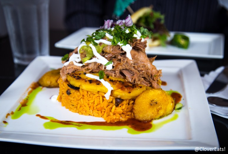 Chancho (orange pulled pork) Colombian arepa