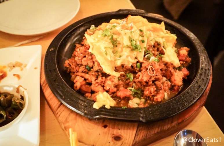 Kimchi bacon spam wet fried rice 