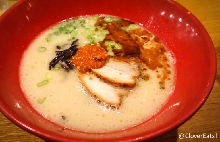 Akamaru Modern "A more bold translation of the original pork broth; thin noodles topped with Ippudo’s secret “Umami Dama” miso paste, pork chashu, cabbage, sesame kikurage mushrooms, scallions, and fragrant garlic oil."