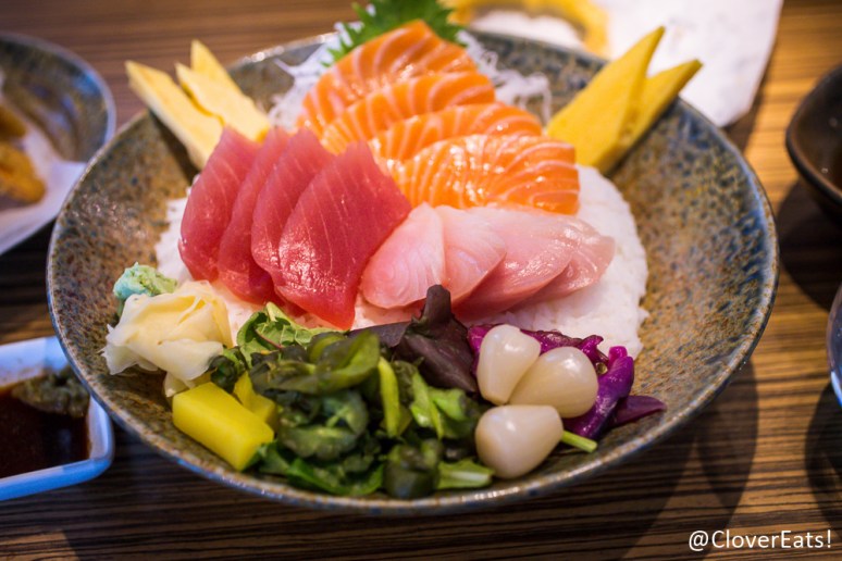 Blufish Don - Tuna, salmon, yellowtail, tamago, sushi rice, assorted Japanese pickle