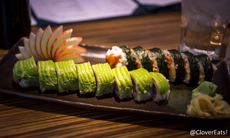 Salmon avocado, spicy tuna happy hour rolls