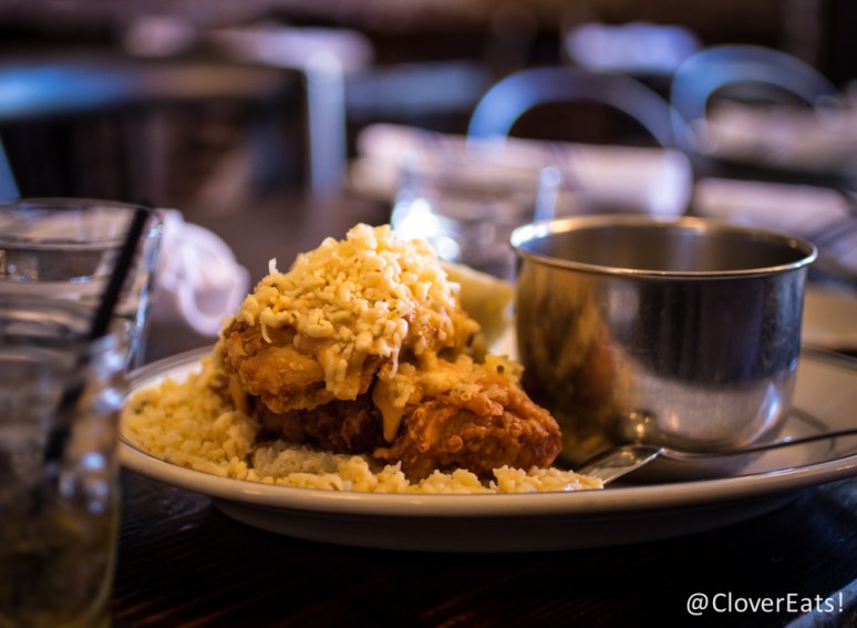 Buttermilk fried chicken, BBQ, grits